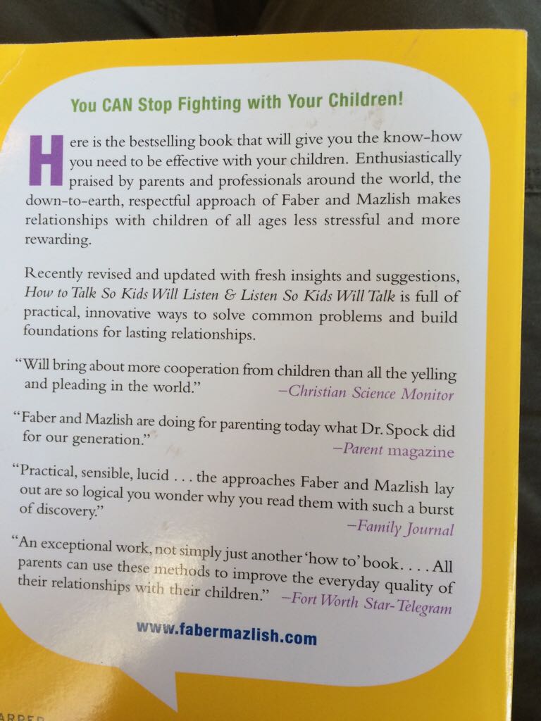 How to Talk So Kids Will Listen and Listen So Kids Will Talk () - Adele Faber (- Paperback) book collectible [Barcode 9780380811960] - Main Image 2