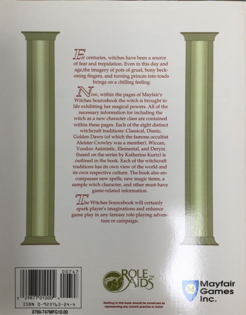 Witches - Role Aids (Mayfair Games, Inc. - Paperback) book collectible [Barcode 9780923763244] - Main Image 2