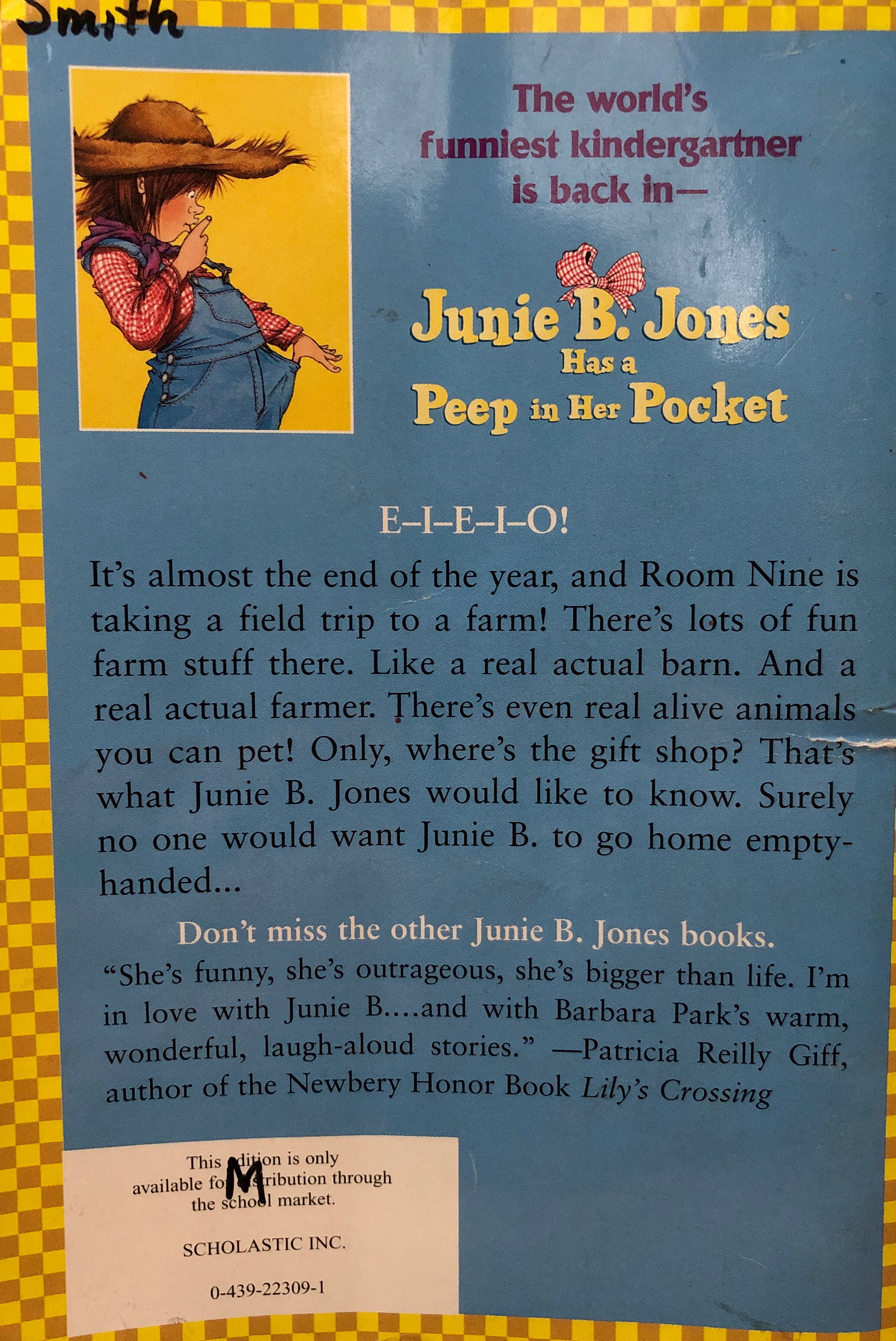 Junie B. Jones Has a Peep in Her Pocket #15 - Barbara Park (Paperback) book collectible [Barcode 0439223091] - Main Image 2