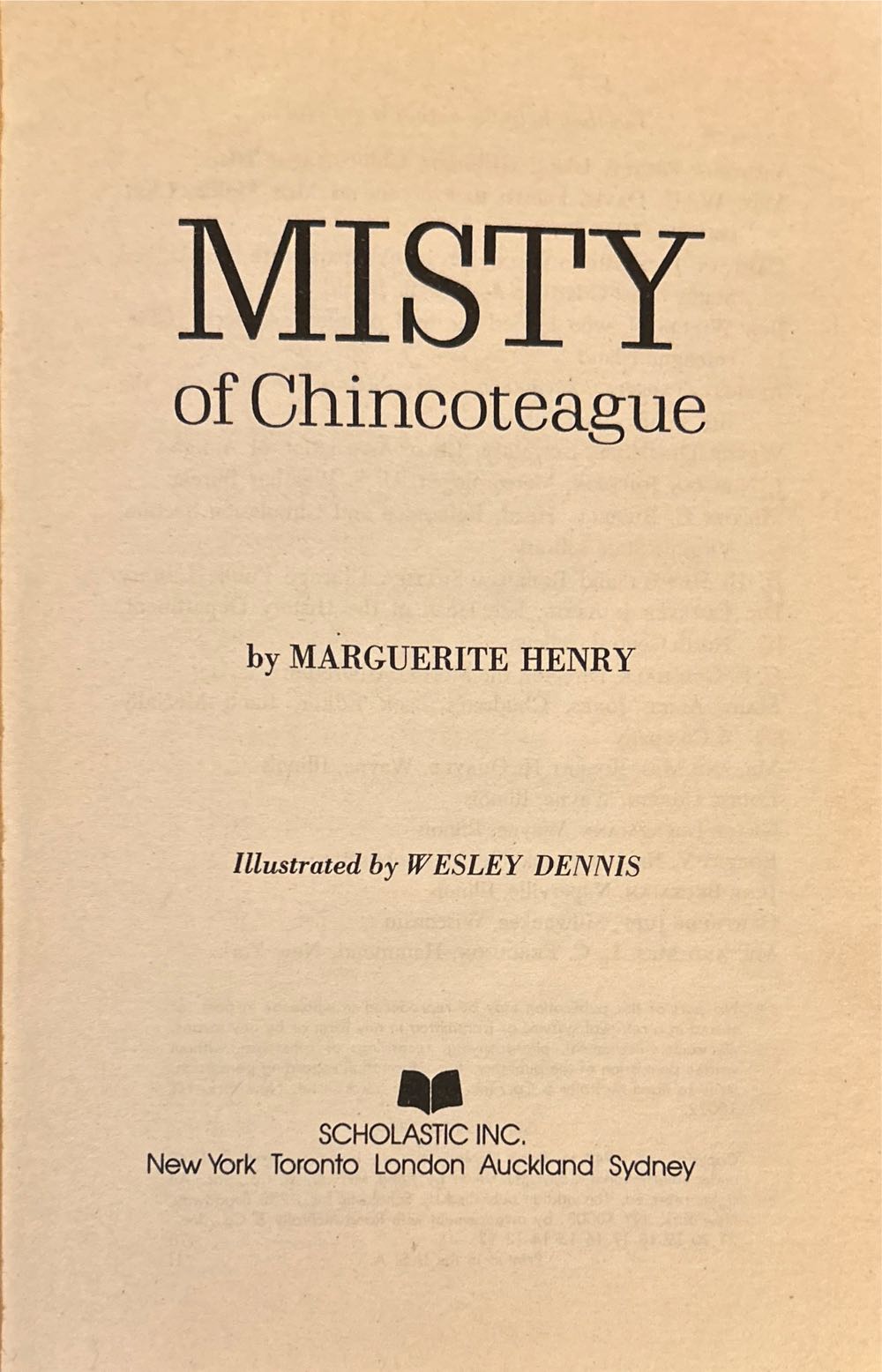 Misty Of Chincoteague - Marguerite Henry (Scholastic - Paperback) book collectible [Barcode 9780590023887] - Main Image 3