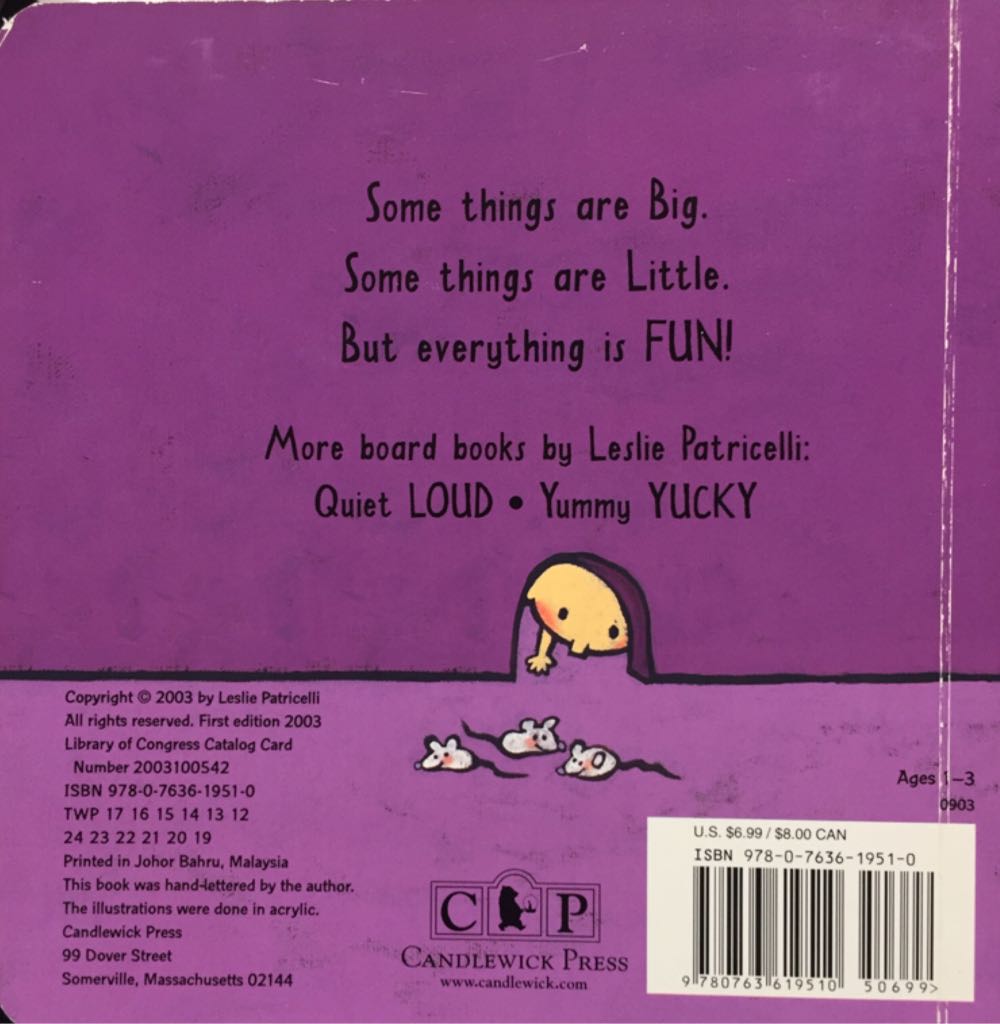 Big Little - Leslie Patricelli (Candlewick Press - Hardcover) book collectible [Barcode 9780763619510] - Main Image 2