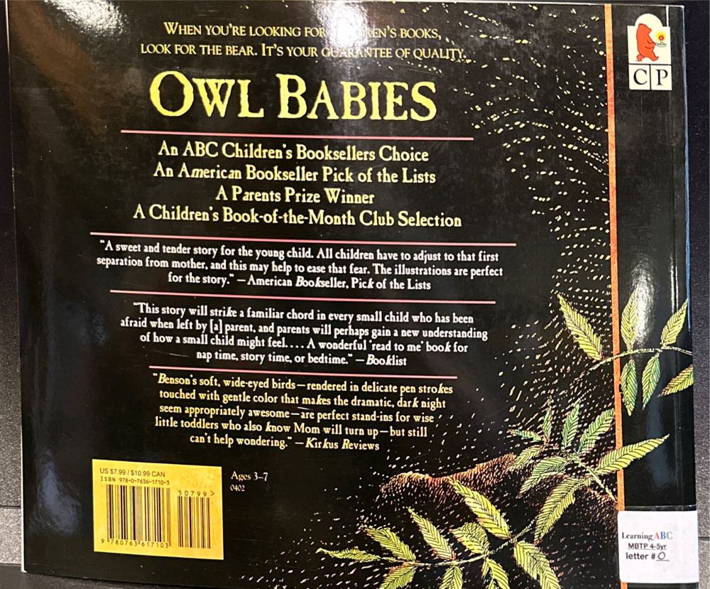 Owl Babies - Martin Waddell (Candlewick Press - Paperback) book collectible [Barcode 9780763617103] - Main Image 3