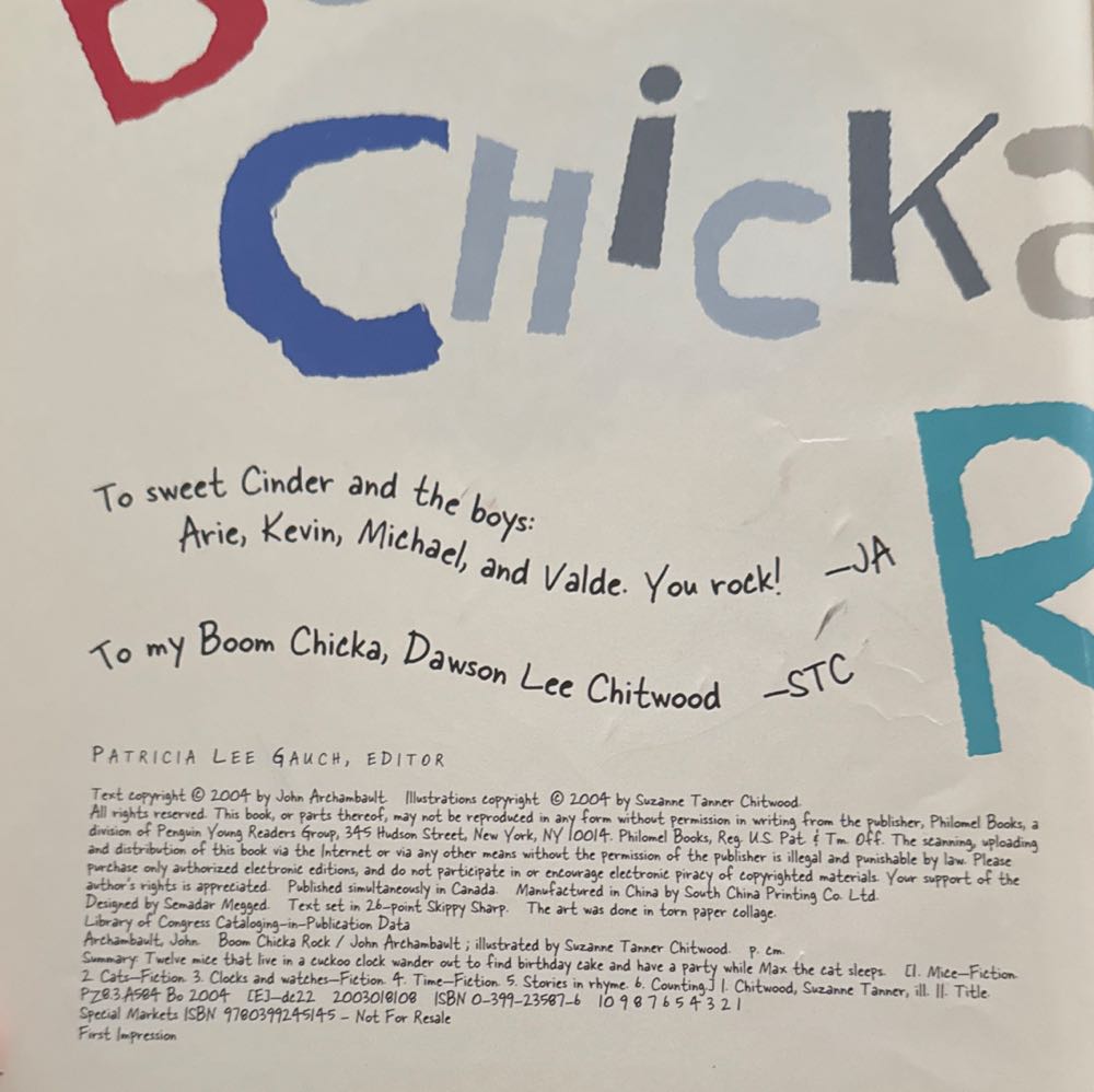 Boom Chicka Rock - John Archambault (Philomel Books - Hardcover) book collectible [Barcode 9780399245145] - Main Image 3