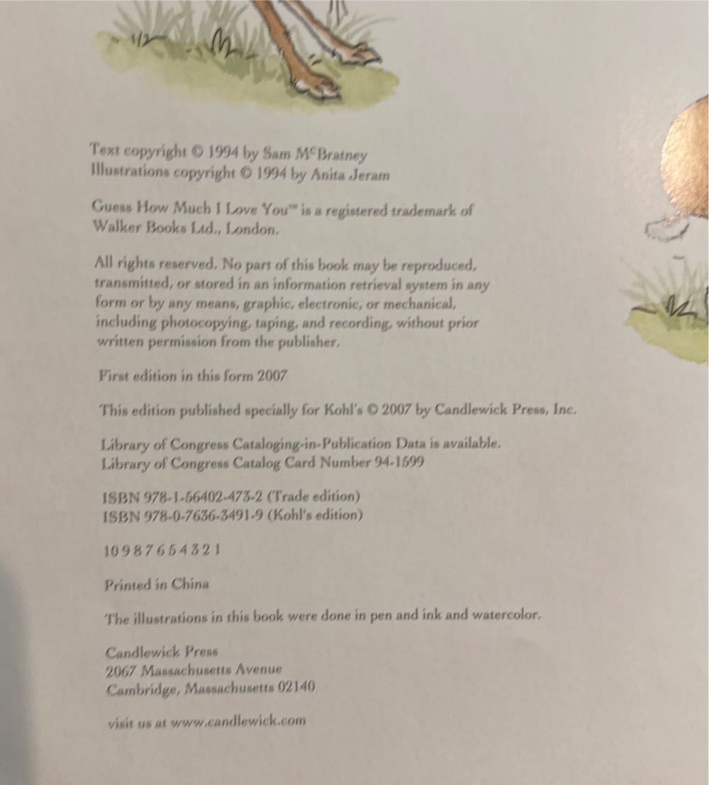 Guess How Much I Love You - Sam McBratney (Candlewick Press - Hardcover) book collectible [Barcode 9781564024732] - Main Image 3
