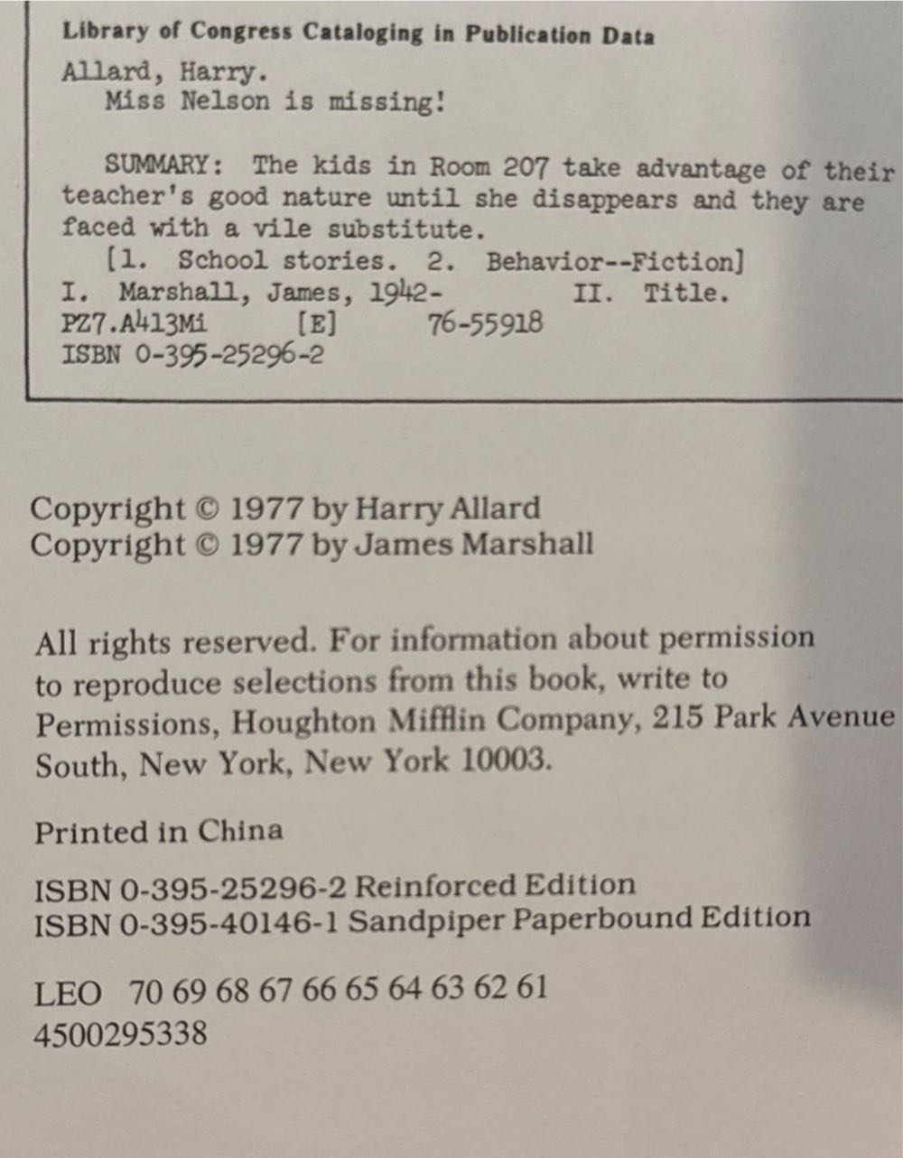 Miss Nelson is Missing! - Harry Allard (Scholastic - Paperback) book collectible [Barcode 9780395401460] - Main Image 3