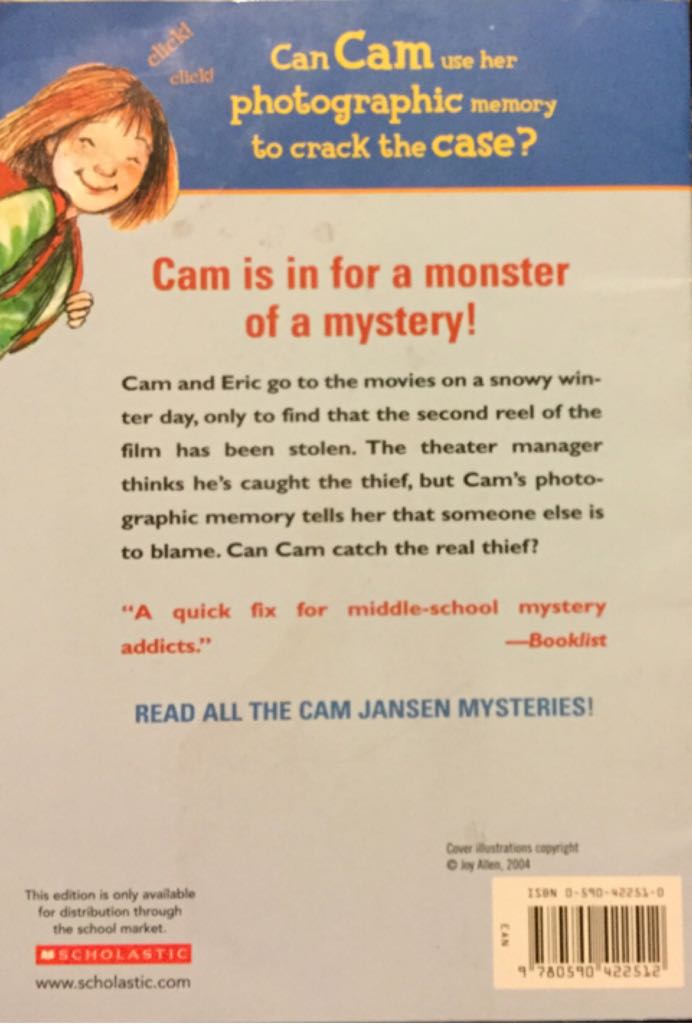 Cam Jansen and the Mystery of the Monster Movie - David A. Adler (Scholastic - Paperback) book collectible [Barcode 9780590422512] - Main Image 2