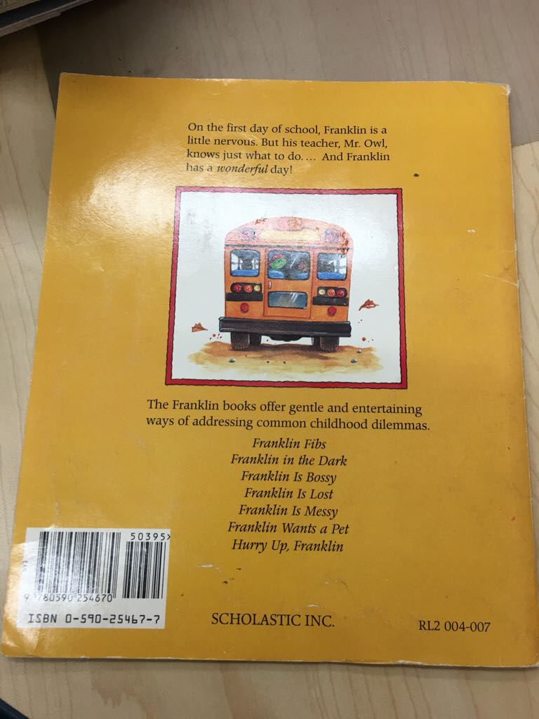 Franklin Goes to School - Paulette Bourgeois (Scholastic Inc. - Paperback) book collectible [Barcode 9780590254670] - Main Image 2