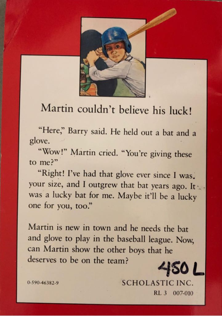 Lucky Baseball Bat, The - Matt Christopher (A Scholastic Press) book collectible [Barcode 9780590463829] - Main Image 2