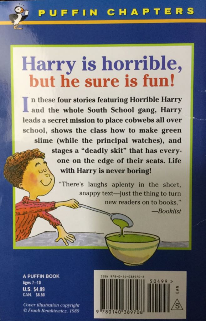 Horrible Harry and the Green Slime - Suzy Kline (Puffin Books (1998), Edition: Reprint, 64 pages - Paperback) book collectible [Barcode 9780140389708] - Main Image 2