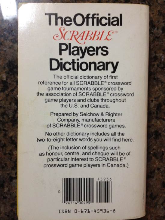 The Official Scrabble Players Dictionary - Random House (Pocket Reference - Paperback) book collectible [Barcode 9780671459369] - Main Image 2
