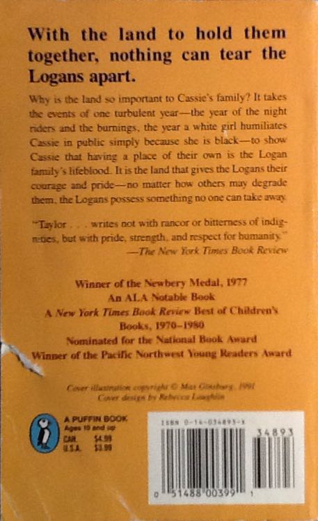 Roll Of Thunder, Hear My Cry - Mildred D. Taylor (Puffin Books - Paperback) book collectible [Barcode 9780140348934] - Main Image 2