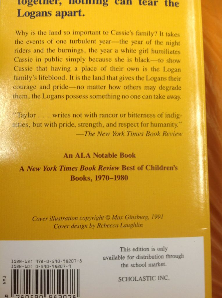 Roll Of Thunder, Hear My Cry - Mildred D. Taylor (Scholastic Inc. - Paperback) book collectible [Barcode 9780590982078] - Main Image 2