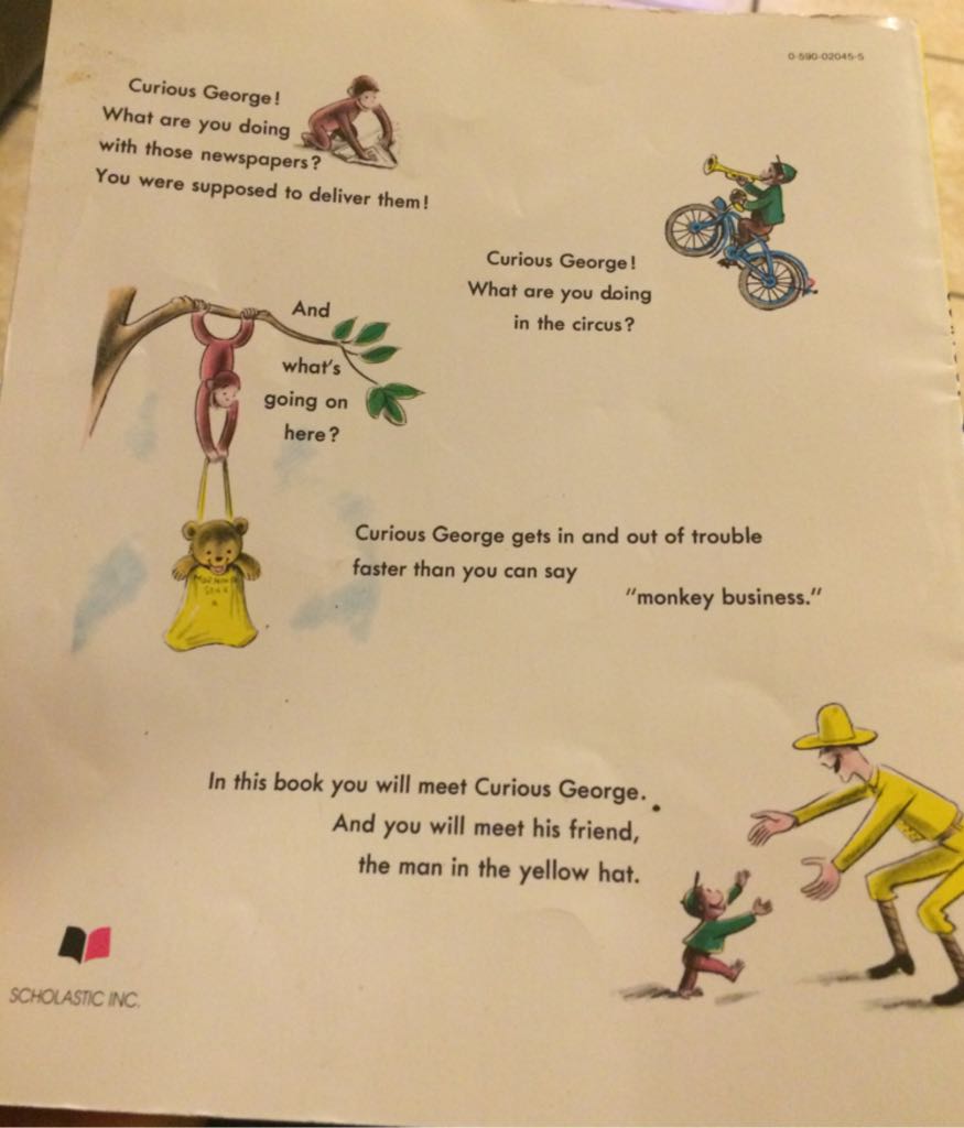 Curious George Rides A Bike - H.A. Rey (Scholastic Paperbacks - Paperback) book collectible [Barcode 9780590020459] - Main Image 2