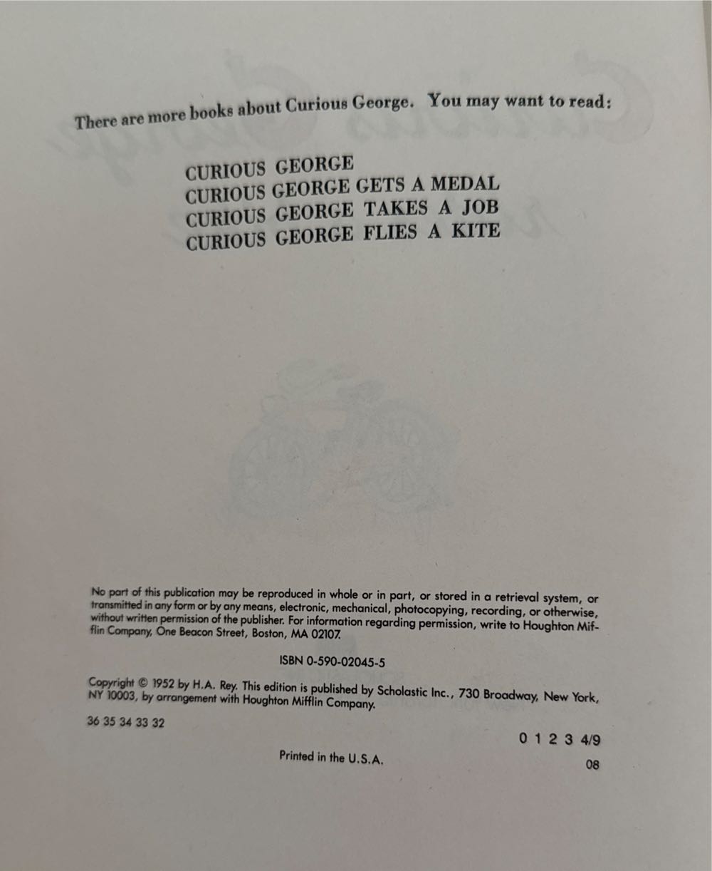 Curious George Rides A Bike - Margret Rey (Scholastic Paperbacks - Paperback) book collectible [Barcode 9780590020459] - Main Image 3
