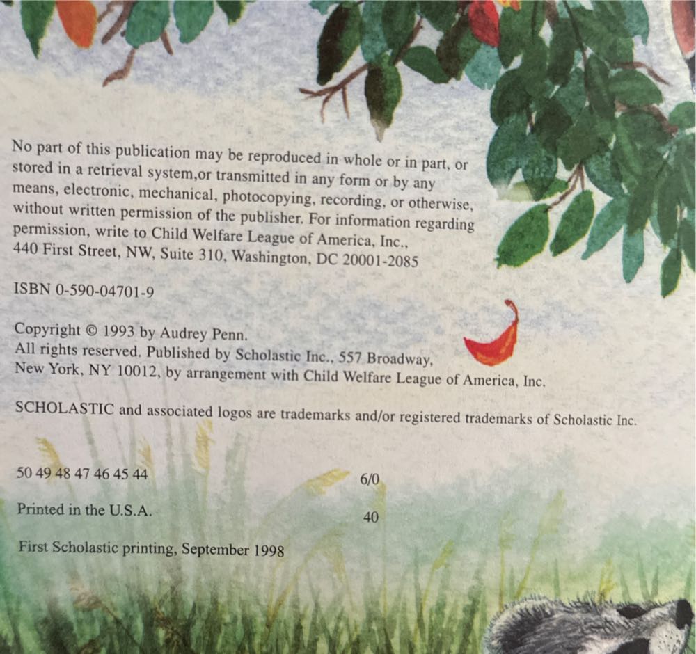 The Kissing Hand - Audrey Penn (Scholastic - Paperback) book collectible [Barcode 9780590047012] - Main Image 3