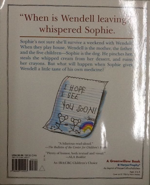 A Weekend With Wendell - Kevin Henkes (Greenwillow Books - Paperback) book collectible [Barcode 9780688140243] - Main Image 2