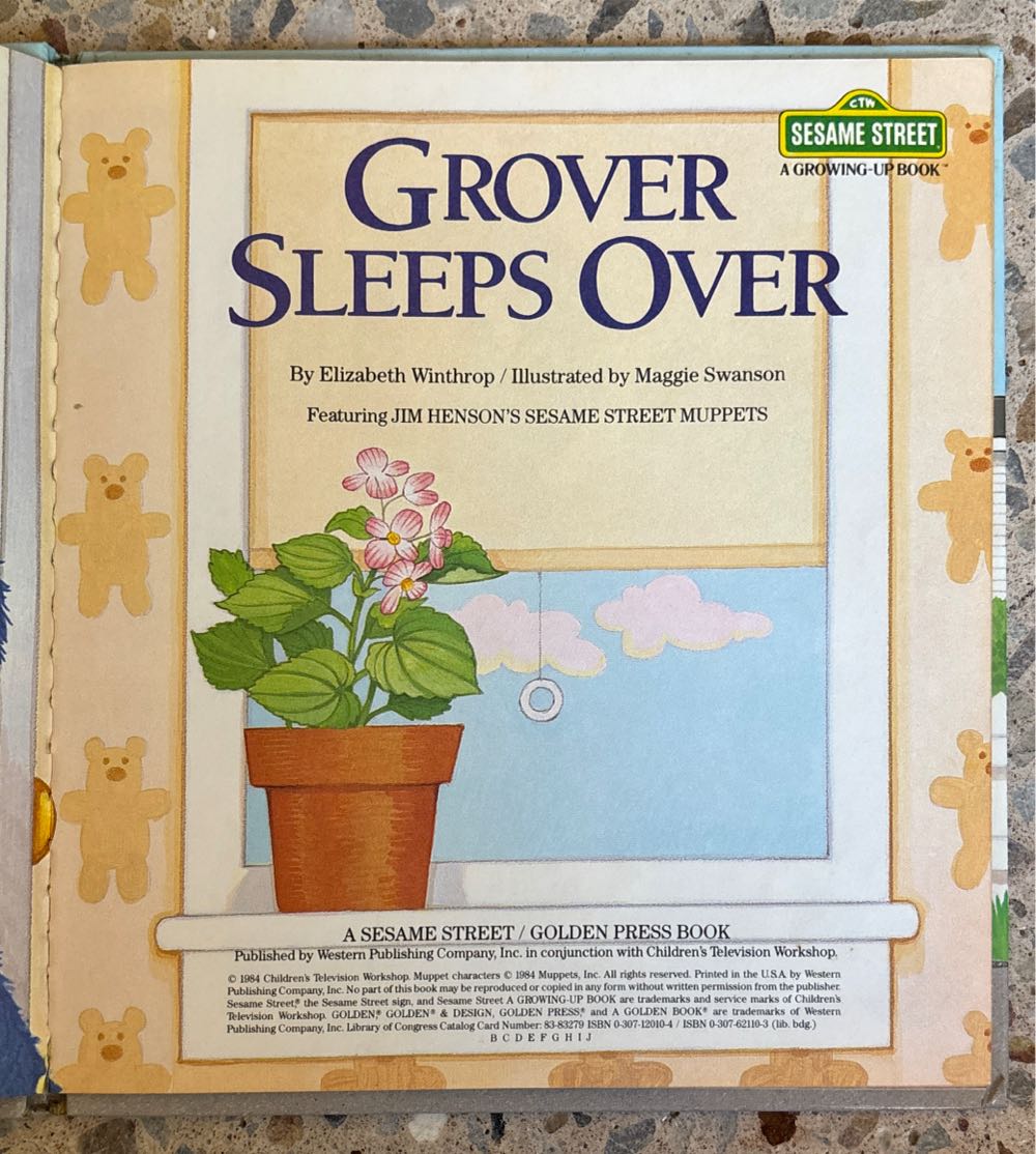 Grover Sleeps Over - Elizabeth Winthrop (Golden Books - Hardcover) book collectible [Barcode 9780307120106] - Main Image 2