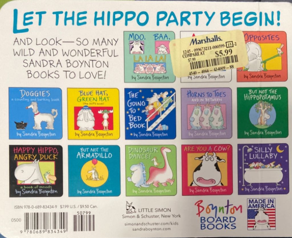 Hippos Go Berserk - Sandra Boynton (Little Simon - Board Book) book collectible [Barcode 9780689834349] - Main Image 2