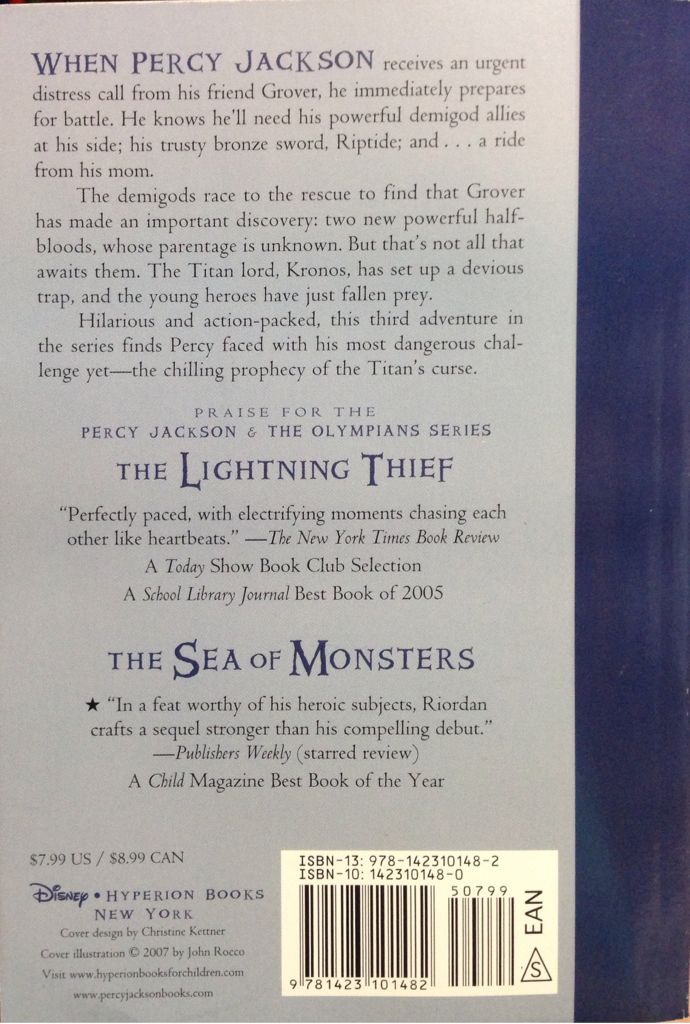 The Titan’s Curse - Rick Riordan* (Disney Hyperion Books - Paperback) book collectible [Barcode 9781423101482] - Main Image 2