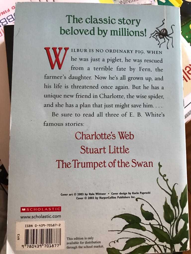 Charlotte’s Web - E. B. White (Scholastic - Paperback) book collectible [Barcode 9780439701877] - Main Image 2