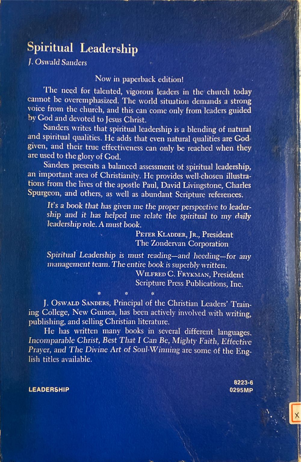 Spiritual Leadership - John Oswald Sanders (Moody Press - Paperback) book collectible [Barcode 9780802482235] - Main Image 2