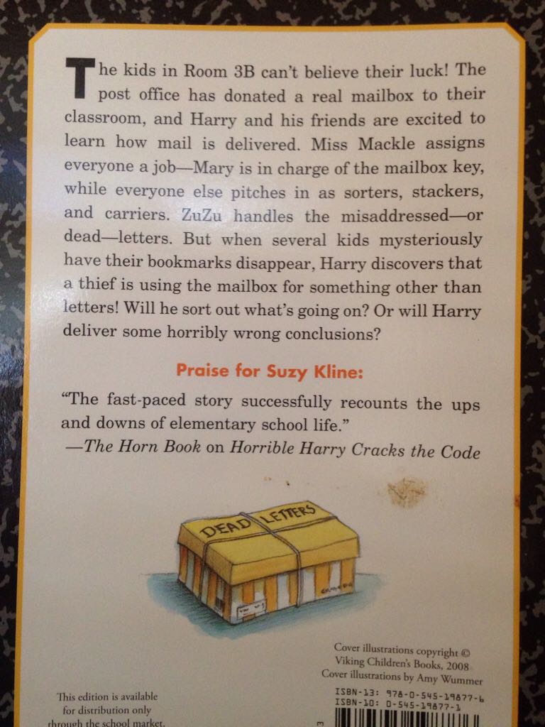 Horrible Harry And The Dead Letters - Suzy Kline (Scholastic - Paperback) book collectible [Barcode 9780545198776] - Main Image 2