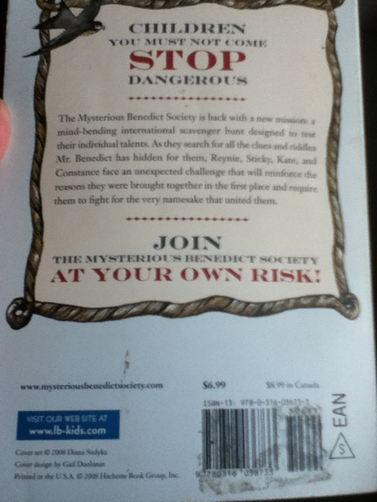 The Mysterious Benedict Society and The Perilous Journey - Trenton Lee Stewart (Little Brown - Paperback) book collectible [Barcode 9780316036733] - Main Image 2