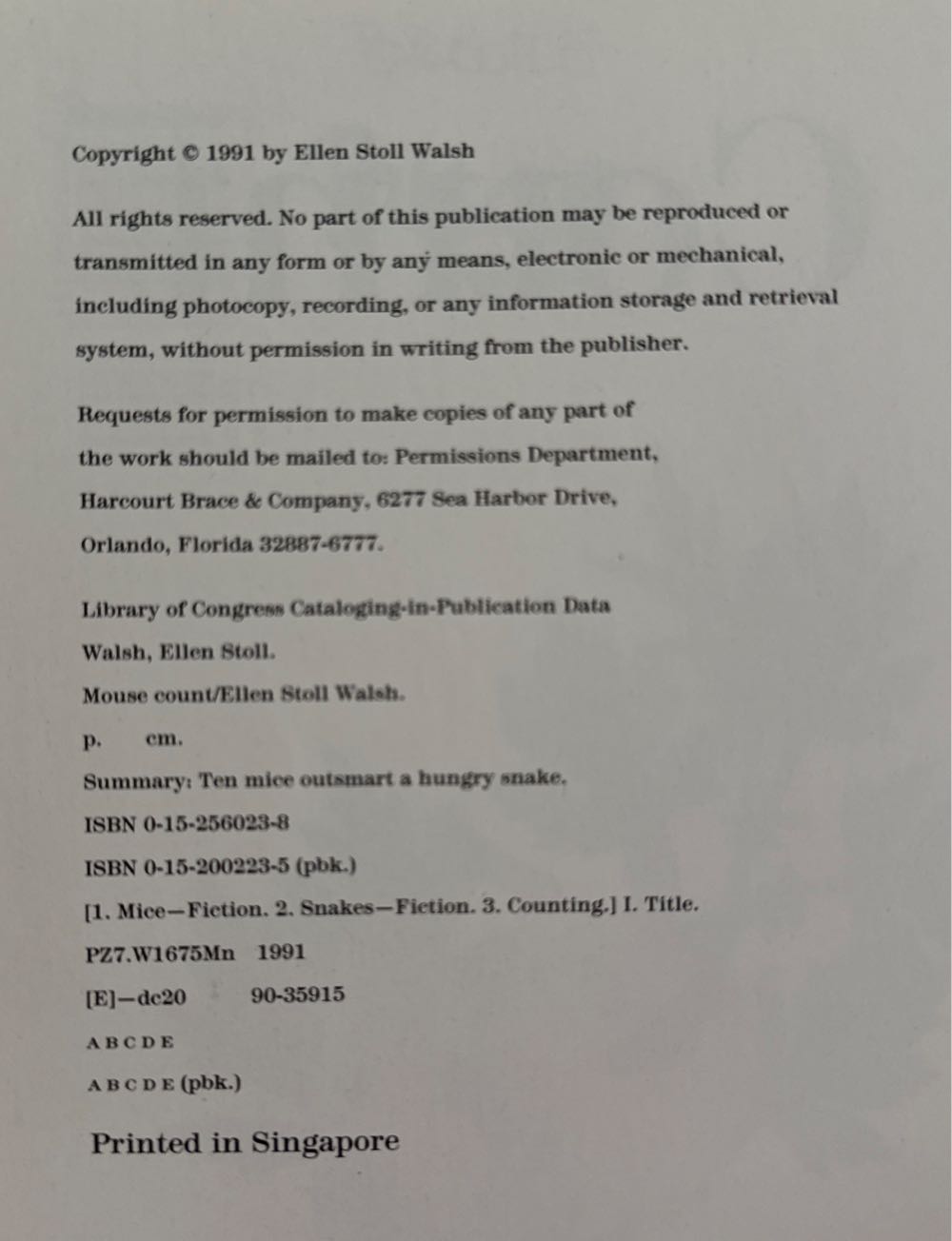 Mouse Count - Ellen Stoll Walsh (Sandpiper - Paperback) book collectible [Barcode 9780152002237] - Main Image 3