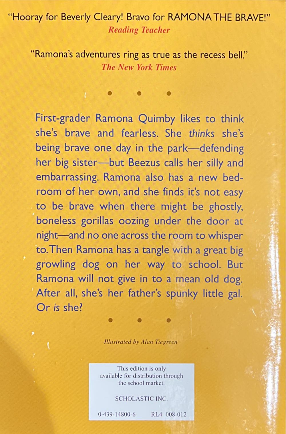 Ramona #3: Ramona The Brave - Beverly Cleary (Scholastic - Paperback) book collectible [Barcode 9780439148009] - Main Image 2