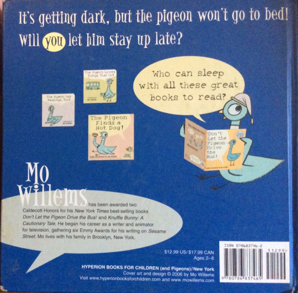 Don’t Let The Pigeon Stay Up Late! - Mo Willems (Hyperion Books for Children - Hardcover) book collectible [Barcode 9780786837465] - Main Image 2