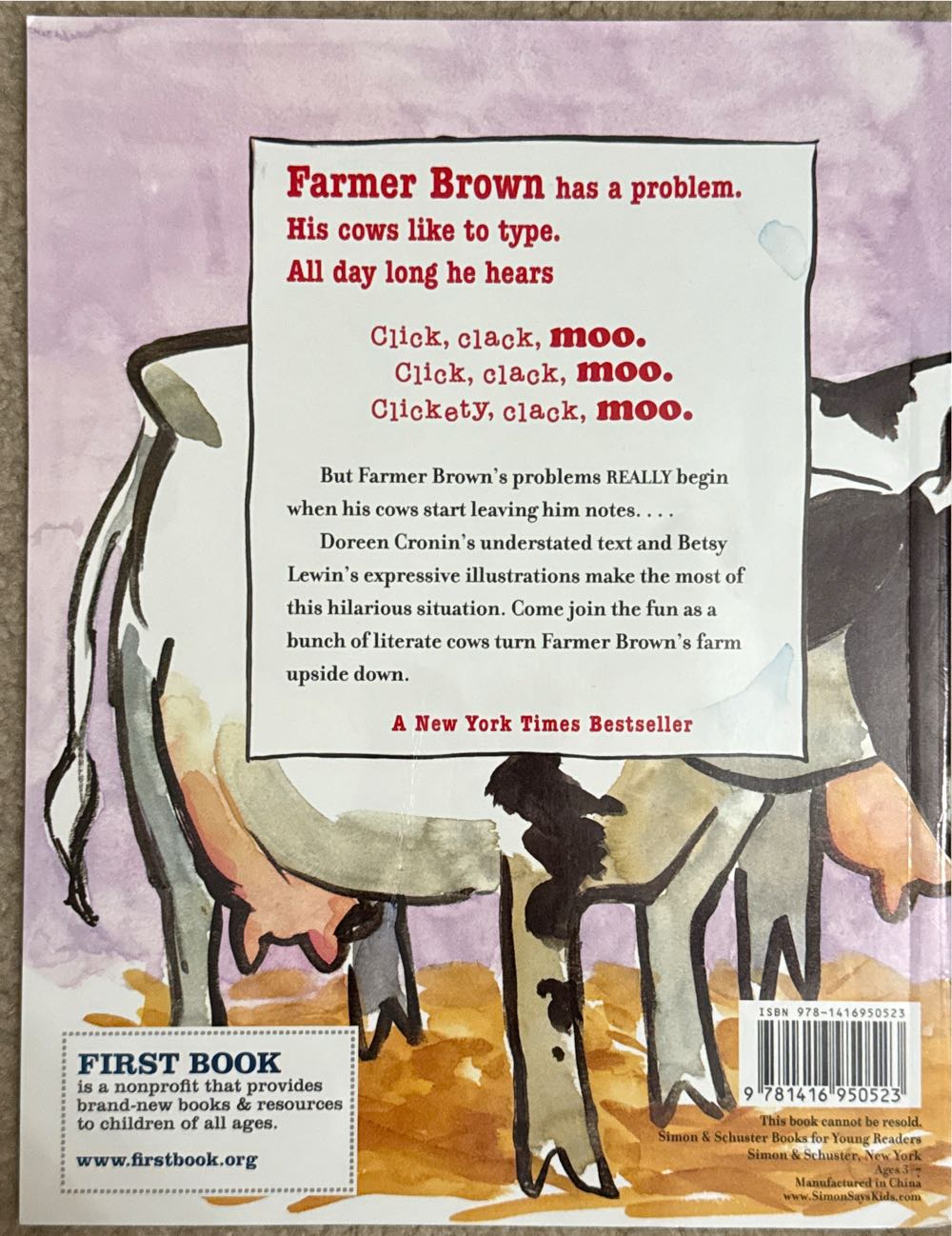 Click, Clack, Moo Cows That Type - Dorene Cronin book collectible [Barcode 9781416950523] - Main Image 2
