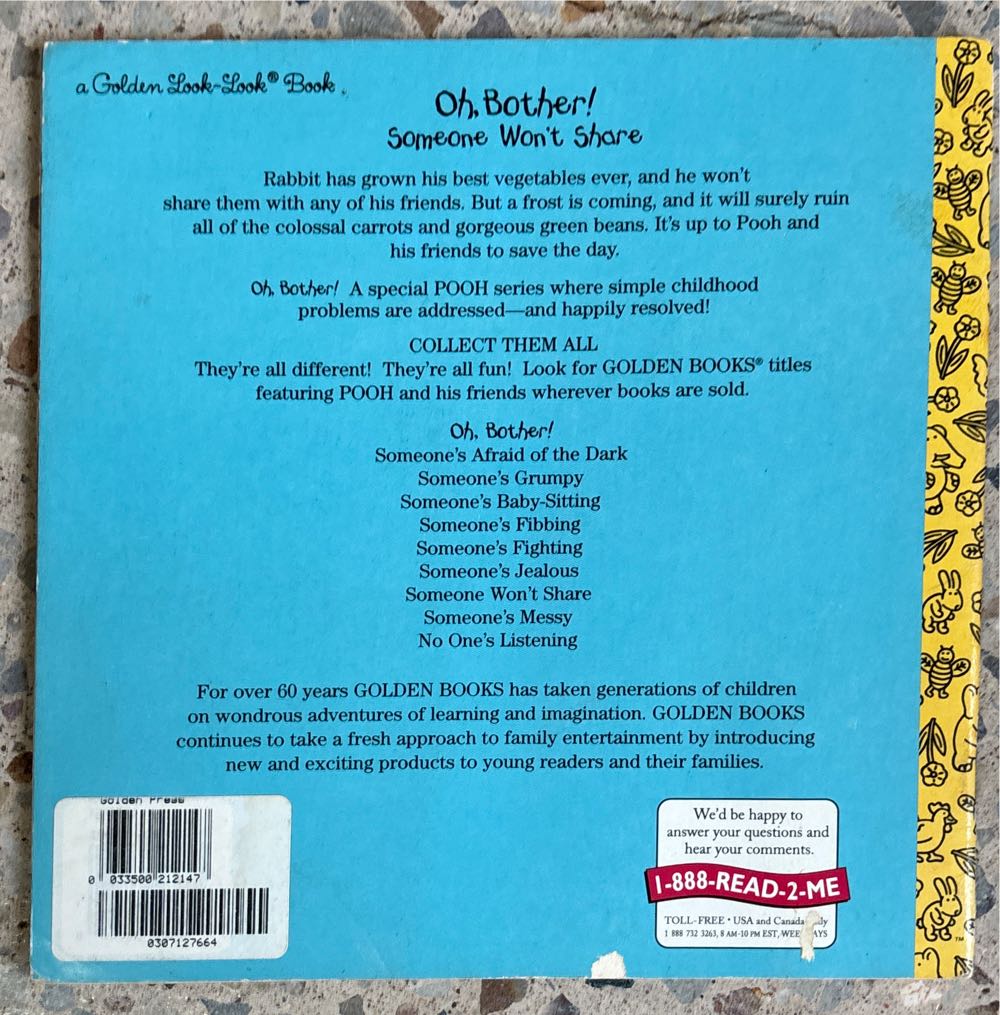 Disney Winnie-The-Pooh Oh Bother Someone Won’t Share! - Betty Birney (A Golden Book - Paperback) book collectible [Barcode 9780307127662] - Main Image 3