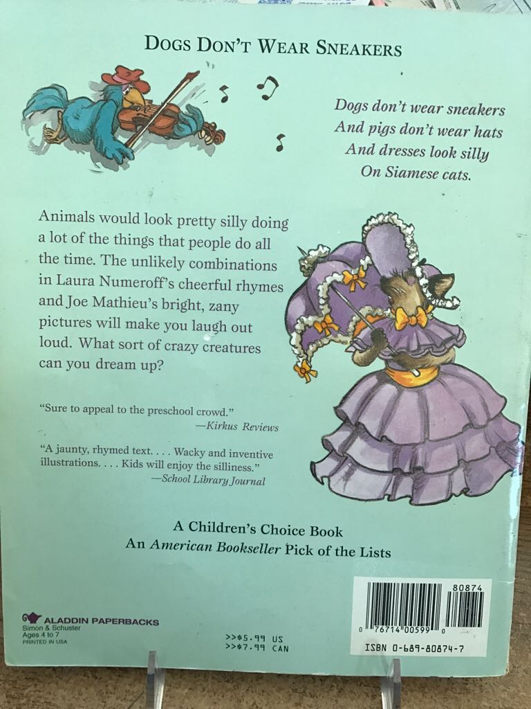 Dogs Don’t Wear Sneakers - Laura Numeroff (Aladdin - Paperback) book collectible [Barcode 9780689808746] - Main Image 2