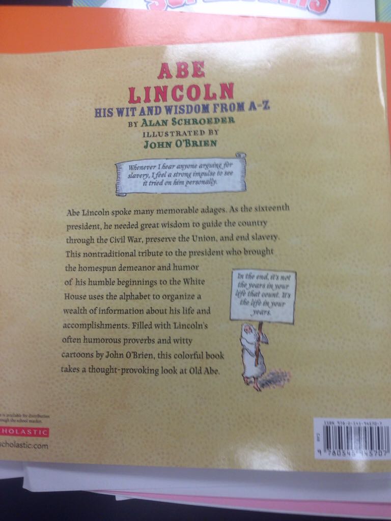 Abe Lincoln - Alan Schroeder (Scholastic, Inc.) book collectible [Barcode 9780545945707] - Main Image 2