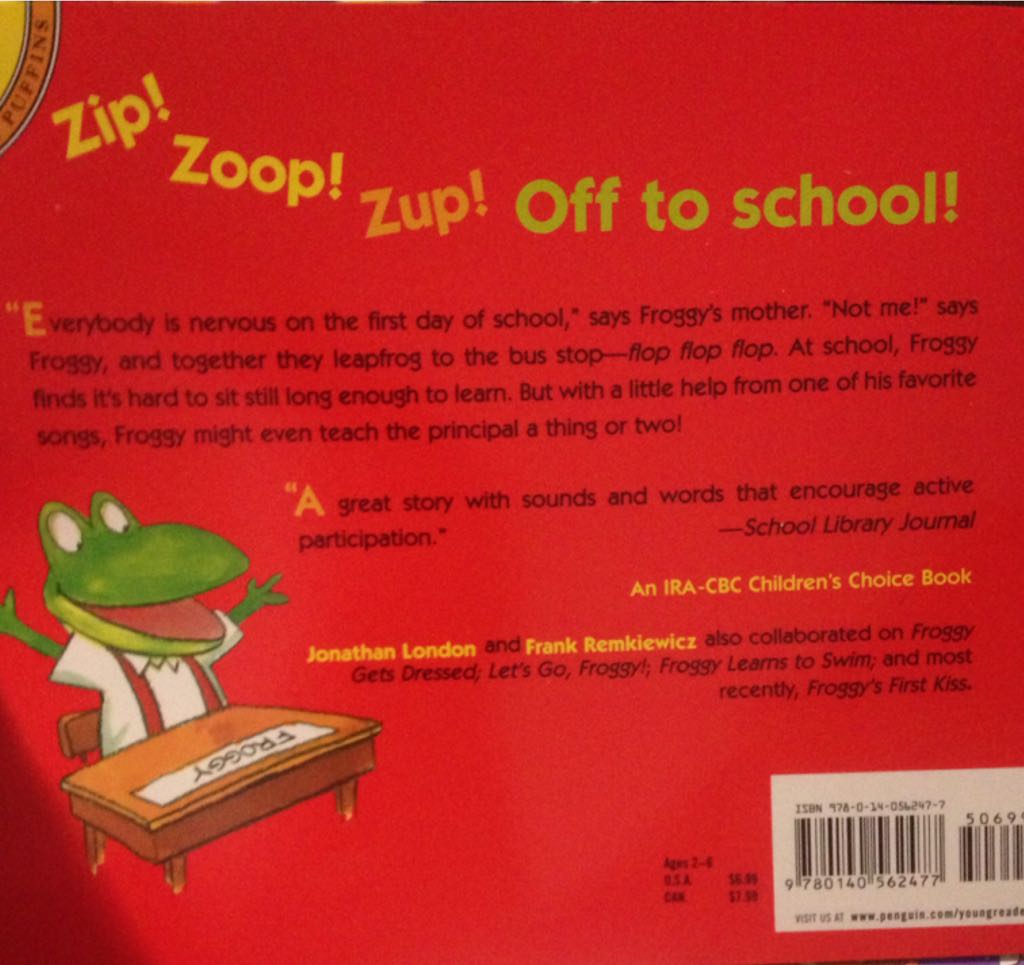 Froggy Goes To School - Jonathan London (Puffin - Paperback) book collectible [Barcode 9780140562477] - Main Image 2