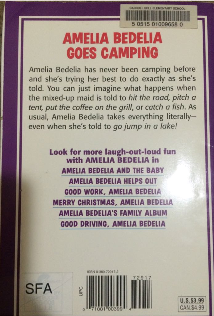 Amelia Bedelia Goes Camping - Amelia Bedelia (HarperTrophy) book collectible [Barcode 9780380729173] - Main Image 2