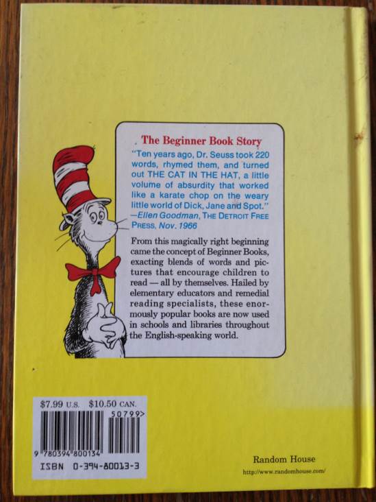 Dr. Seuss: One Fish, Two Fish, Red Fish, Blue Fish - Dr. Seuss (New York : Random House - Hardcover) book collectible [Barcode 9780394800134] - Main Image 2