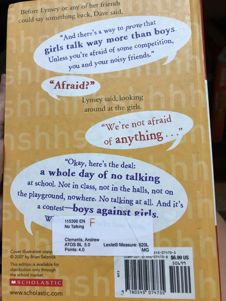 No Talking - Andrew Clements (Scholastic - Hardcover) book collectible [Barcode 9780545074735] - Main Image 2