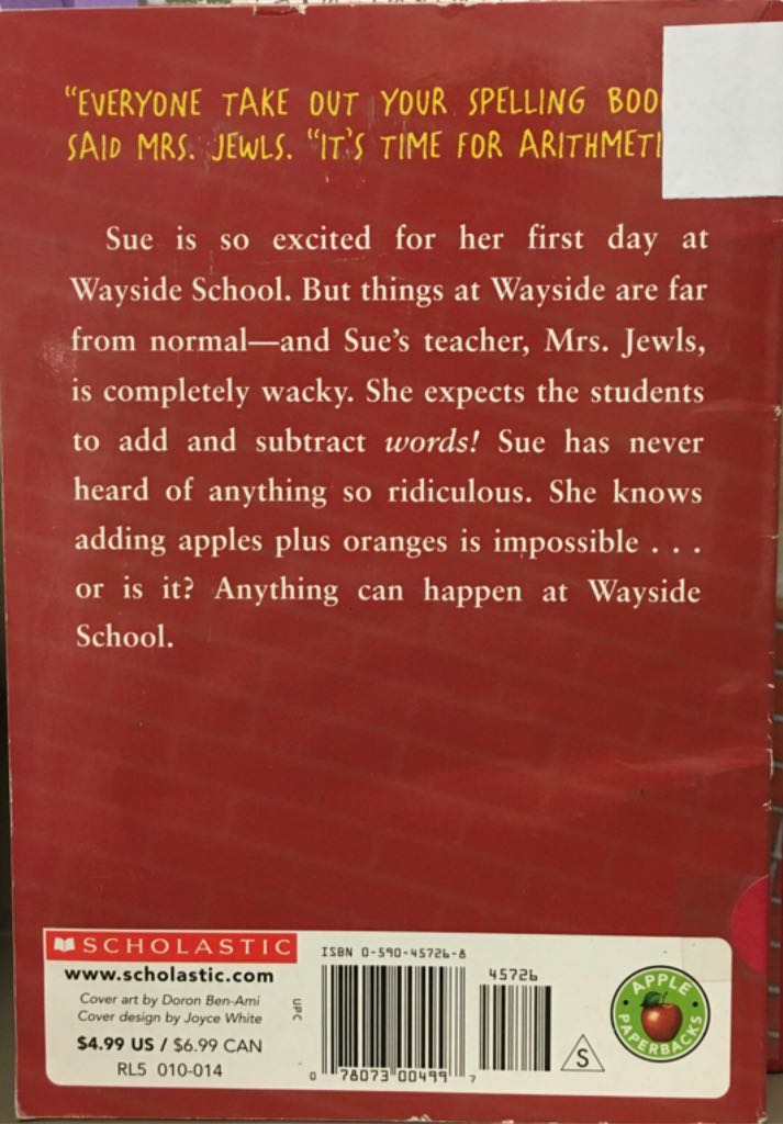 Sideways Arithmetic From Wayside School - Louis Sachar (Scholastic Paperbacks - Comb Binding) book collectible [Barcode 9780590457262] - Main Image 2