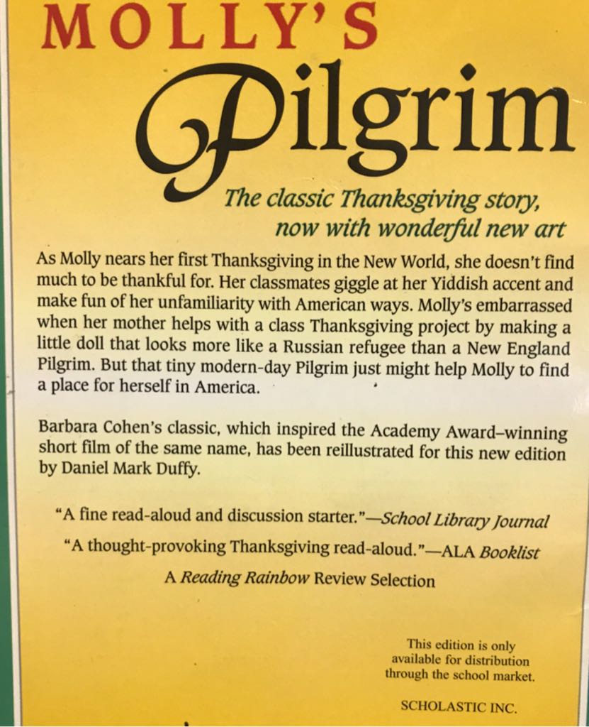 Molly’s Pilgrim - Barbara Cohen (Scholastic) book collectible [Barcode 9780439148689] - Main Image 2