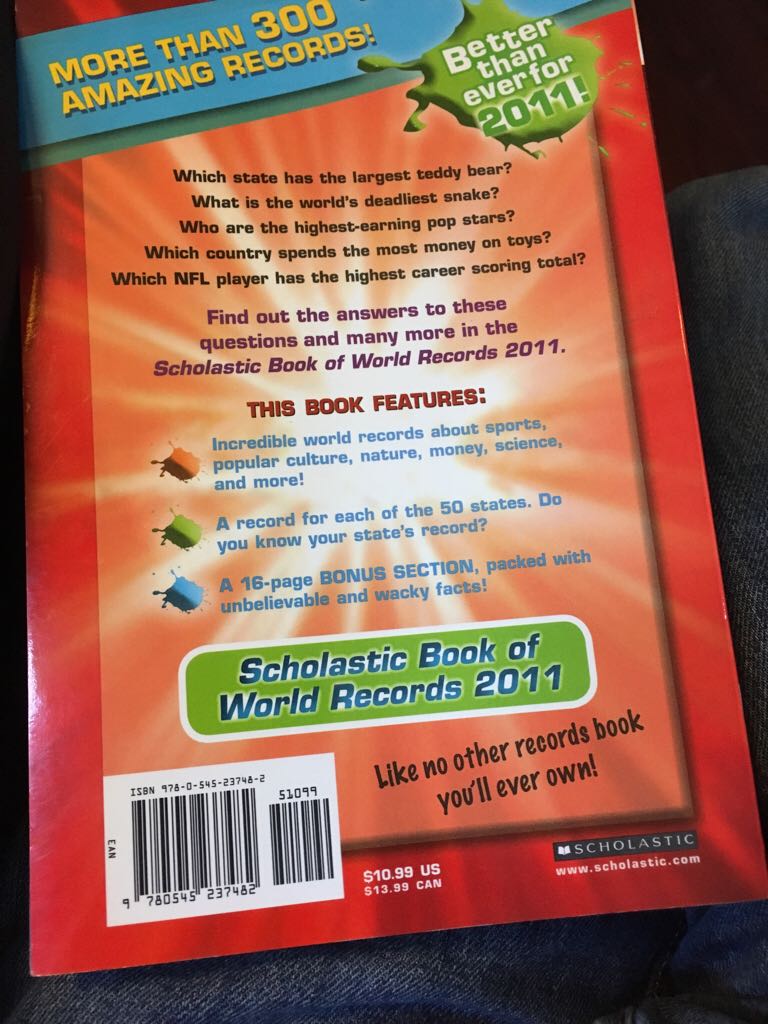Scholastic Book of World Records 2011 - Bruce Glassman (Scholastic Inc. - Paperback) book collectible [Barcode 9780545237482] - Main Image 2