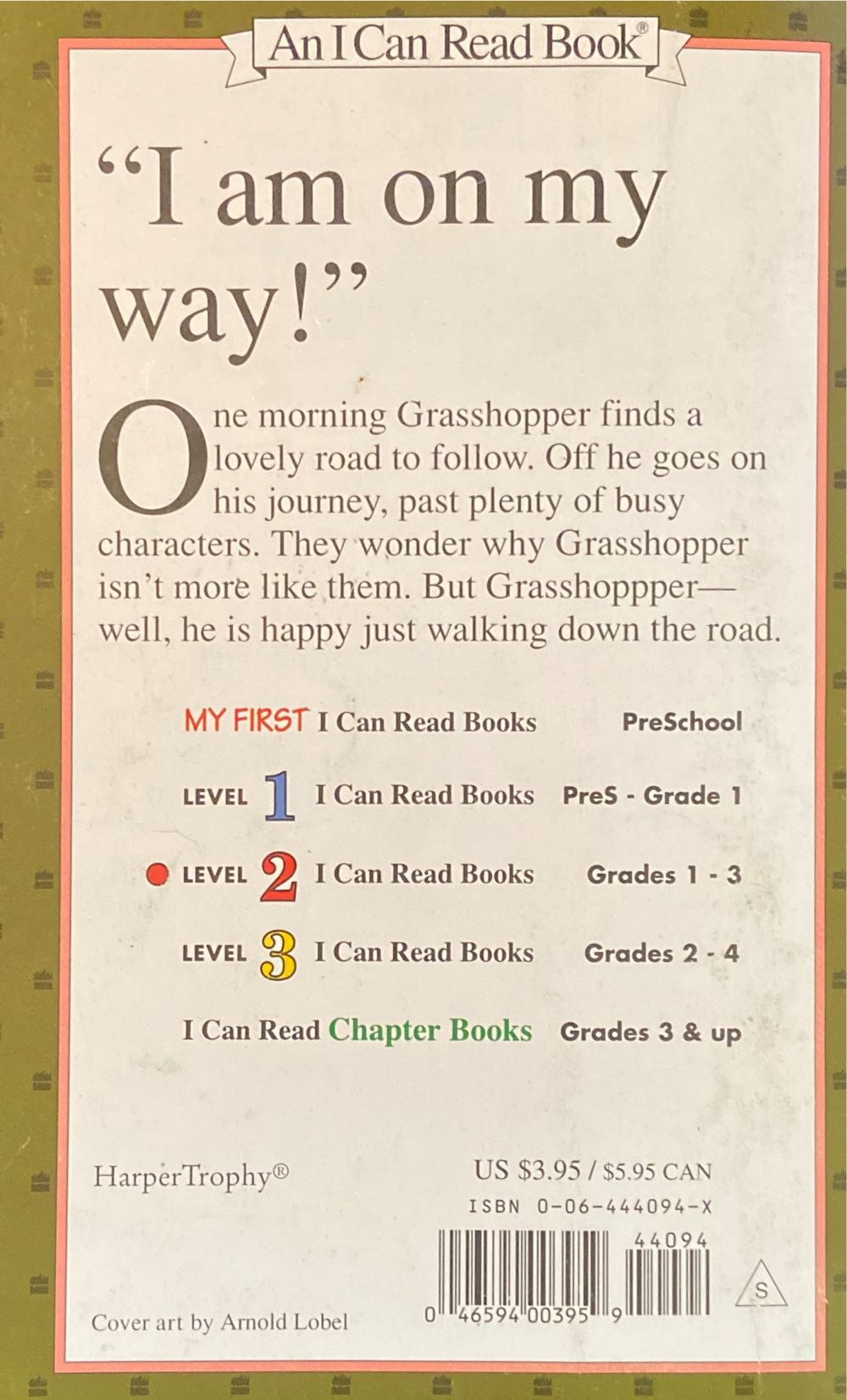 Grasshopper on the Road - Arnold Lobel (HarperTrophy) book collectible [Barcode 9780064440943] - Main Image 2