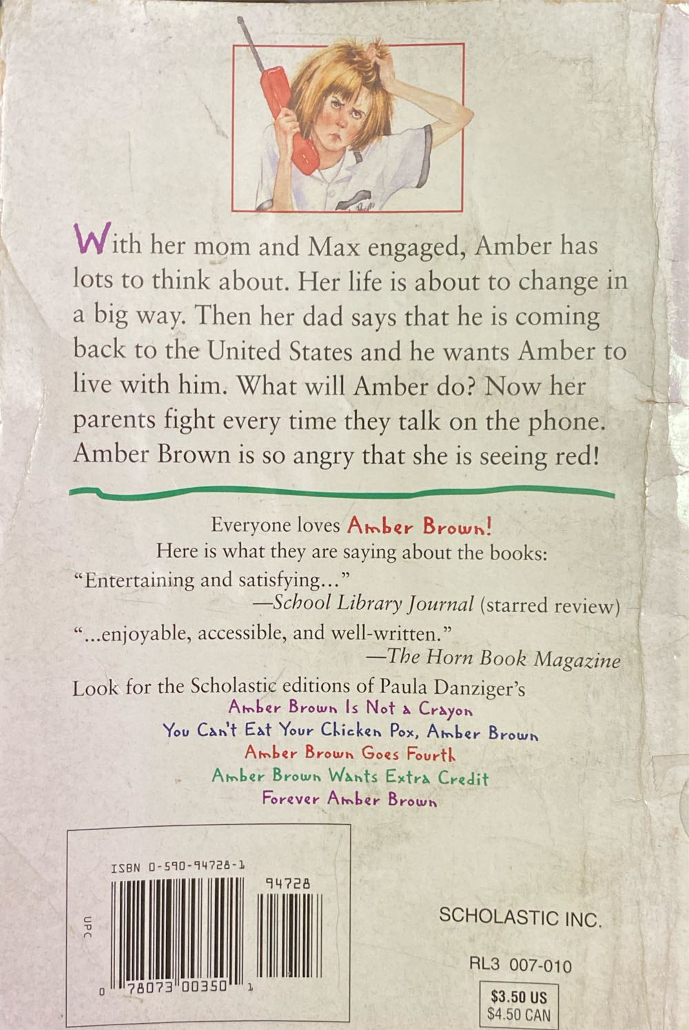 Amber Brown Sees Red - Paula Danziger (Scholastic Paperbacks - Trade Paperback) book collectible [Barcode 9780590947282] - Main Image 3