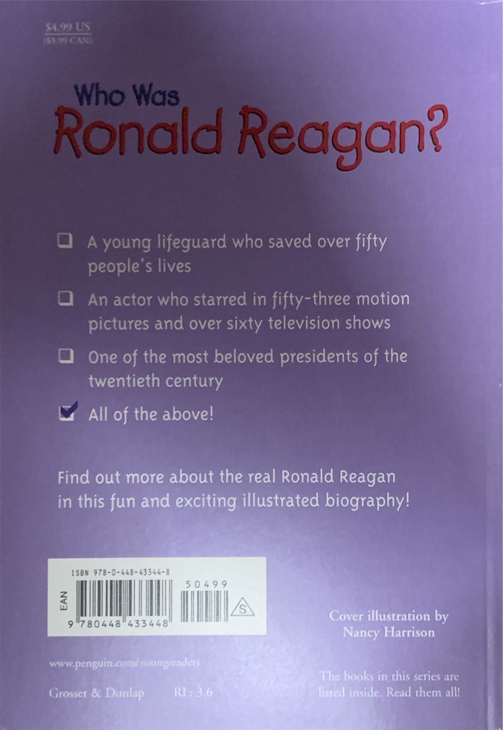 Who Was Ronald Reagan? - Elizabeth Wolf (Hubsta Ltd - Paperback) book collectible [Barcode 9780448433448] - Main Image 2