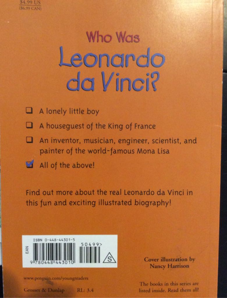 Who Was Leonardo Da Vinci? - Roberta Edwards (Hubsta Ltd - Paperback) book collectible [Barcode 9780448443010] - Main Image 2