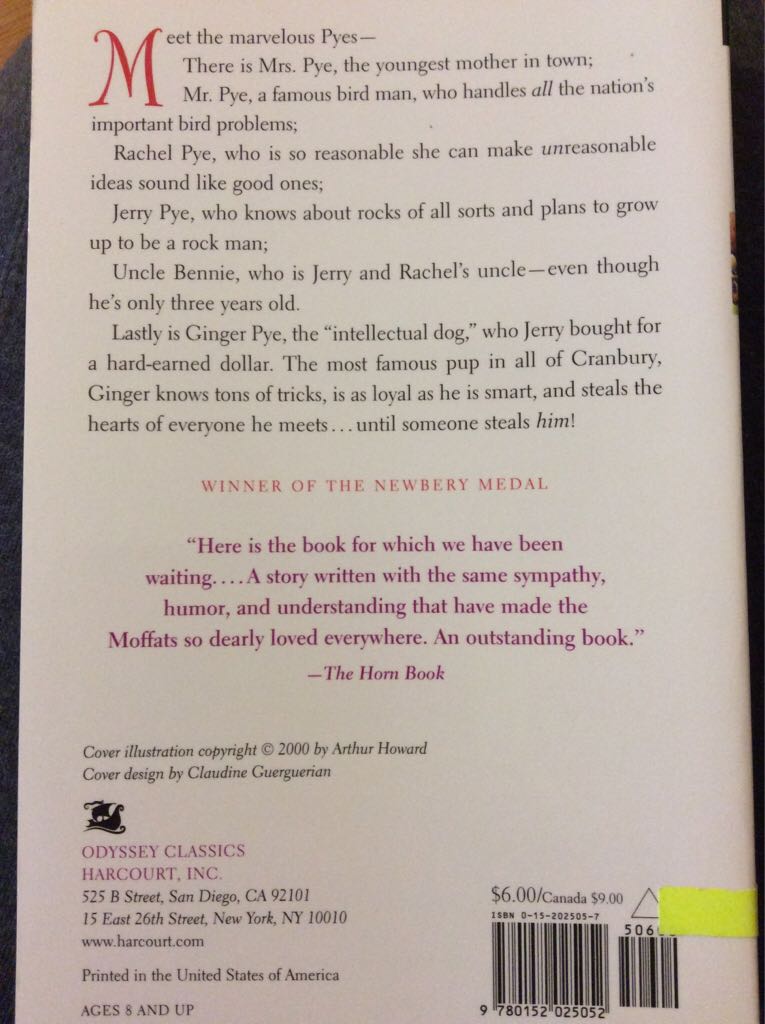 Ginger Pye - Eleanor Estes (Harcourt, Inc. - Paperback) book collectible [Barcode 9780152025052] - Main Image 2