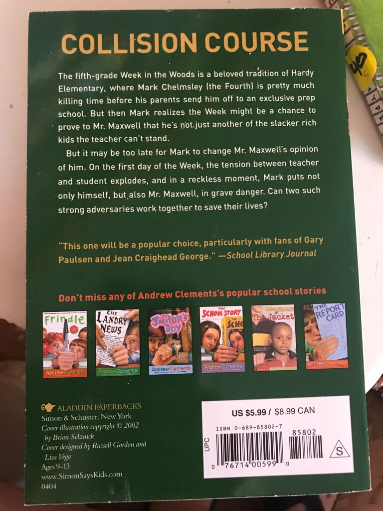 A Week in the Woods - Andrew Clements (Atheneum Books for Young Readers - Paperback) book collectible [Barcode 9780689858024] - Main Image 2