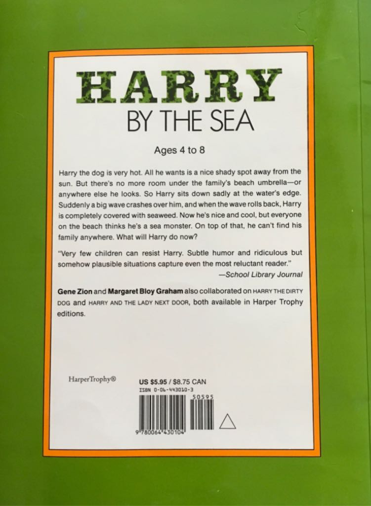 Harry By The Sea - Gene Zion (Macmillan Publishing Co, Inc - Hardcover) book collectible [Barcode 9780064430104] - Main Image 2