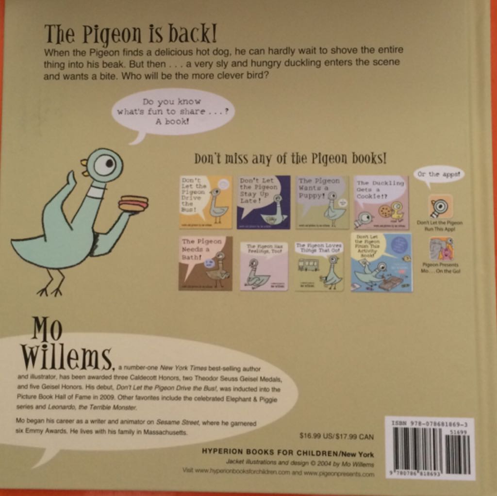 The Pigeon Finds A Hot Dog! - Mo Willems (Hyperion - Hardcover) book collectible [Barcode 9780786818693] - Main Image 2