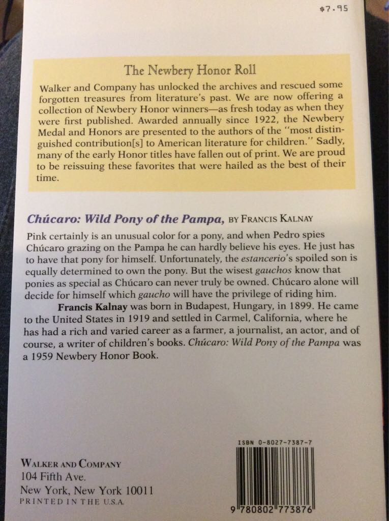Chucaro - Francis Kalnay (Walker Books for Young Readers - Paperback) book collectible [Barcode 9780802773876] - Main Image 2